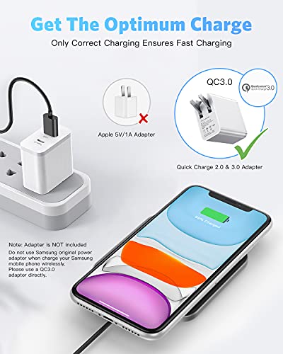 AGPTEK Wireless Charger, Qi-Certified 15W Max Fast Wireless Charging Pad for iPhone 14/13/12/12 Pro/11/11 Pro Max/XS Max/XR/XS/X/8, for Samsung Galaxy S22/S20/S10, AirPods Pro, Black (No AC Adapter)