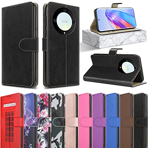 PIXFAB For Honor Magic 5 Lite 5G Leather Phone Case, Magnetic Closure Full Protection Book Folio Design, Wallet Case Cover [Card Slots] and [Kickstand] For Honor Magic 5 Lite 5G - Black