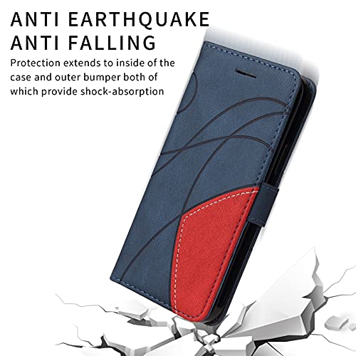 Wuhaizher Honor Magic 5 Lite Case Geometric, Shockproof Wallet Case PU Leather with Card Slots Folding Stand Magnetic Scratchproof Protect Flip Cover for Honor Magic 5 Lite Phone Cases, Blue