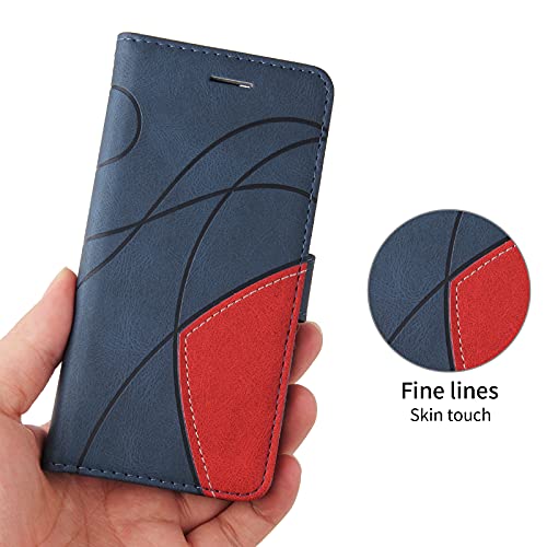 Wuhaizher Honor Magic 5 Lite Case Geometric, Shockproof Wallet Case PU Leather with Card Slots Folding Stand Magnetic Scratchproof Protect Flip Cover for Honor Magic 5 Lite Phone Cases, Blue
