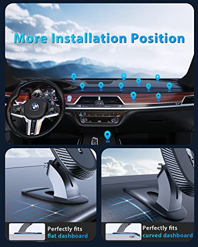 Magnetic Phone Car Mount with Bendable Base, 360° Rotation Dashboard Magnetic Car Phone Holder with 6 N52 Magnets & 4 Metal Plates, Universal Car Phone Mount Compatible with iPhone Samsung Oneplus etc