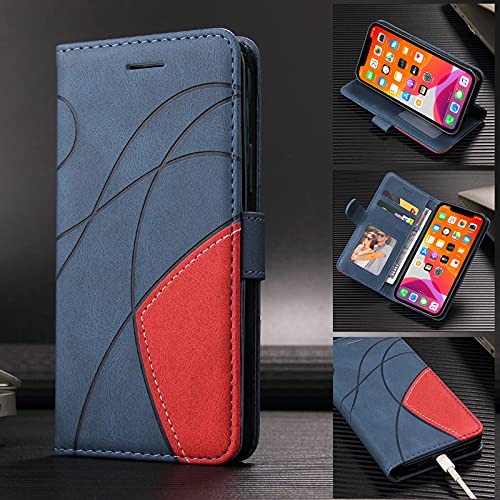 Wuhaizher Honor Magic 5 Lite Case Geometric, Shockproof Wallet Case PU Leather with Card Slots Folding Stand Magnetic Scratchproof Protect Flip Cover for Honor Magic 5 Lite Phone Cases, Blue