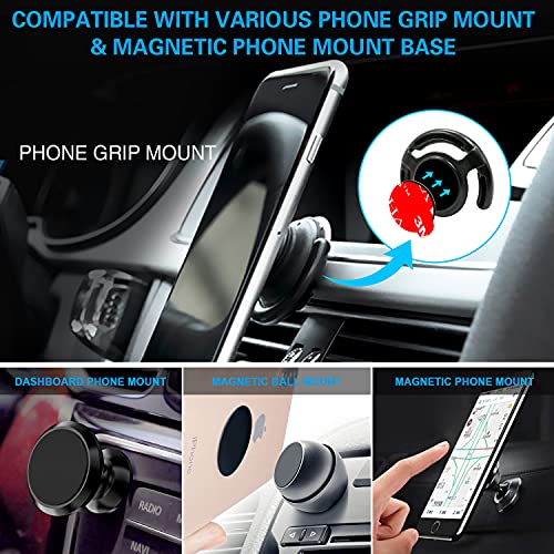 volport 10 Pack 3M Sticky Adhesive Replacement Compatible with Socket Mount Base, VHB Sticker Pads for Car Magnetic Phone Holder and 2 pcs 1.38 Inches Double Sided Tape for Collapsible Grip & Stand