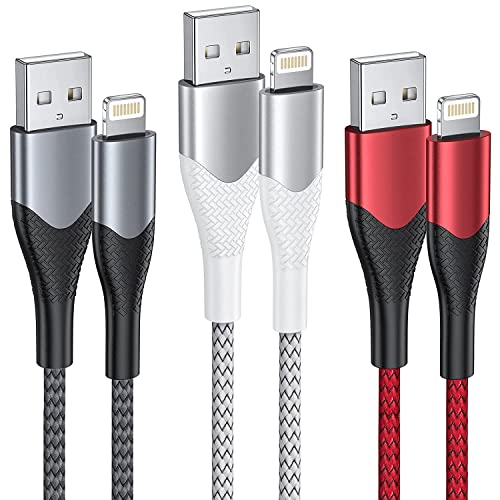 iPhone Charger Cable 1m Fast Charge, 3Pack 1M iPhone Charging Cables MFi Certified Lightning Cable Braided USB iPhone Charger Lead Cable for iPhone 13 12 11 Pro Max 12 mini XR XS 8 7 Plus 6s 6 SE,iPad
