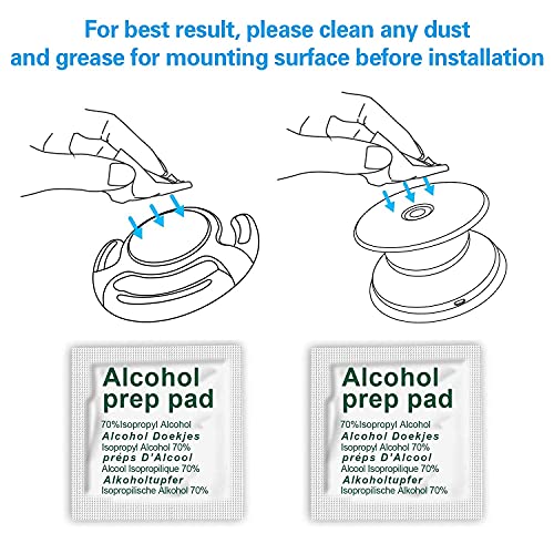 volport 10 Pack 3M Sticky Adhesive Replacement Compatible with Socket Mount Base, VHB Sticker Pads for Car Magnetic Phone Holder and 2 pcs 1.38 Inches Double Sided Tape for Collapsible Grip & Stand