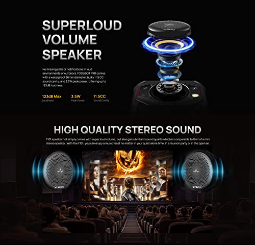 FOSSIBOT 10600mAh Battery Rugged Smartphone F101, 3.5W Max Loud Speaker, 24MP Triple Camera, IP68 Waterproof Mobile Phone, Octa Core 4GB 64GB, Android 12, 5.45'' HD+, Dual SIM, Fingerprint, GPS Red