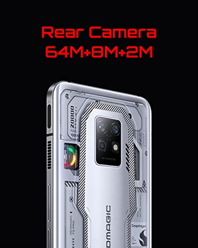 REDMAGIC 7S Pro 120Hz Gaming Phone, 5G Android Smartphone, 18GB RAM+512GB ROM, Snapdragon 8+ Gen 1, 6.8" Full Screen, 5000mAh, 64MP Camera, Unlocked Mobile Phone Silver&Transparent(No UK Charger)