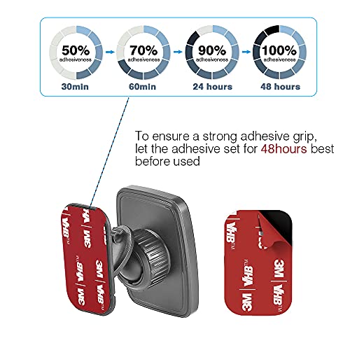 6pcs Rectangle 3M Sticky Adhesive Replacement Kit, for Magnetic Car Dashboard Phone Mount Base Sticker Parts,VIIMAKE Double Side 3M VHB Tape Adhesive Pads (Red)