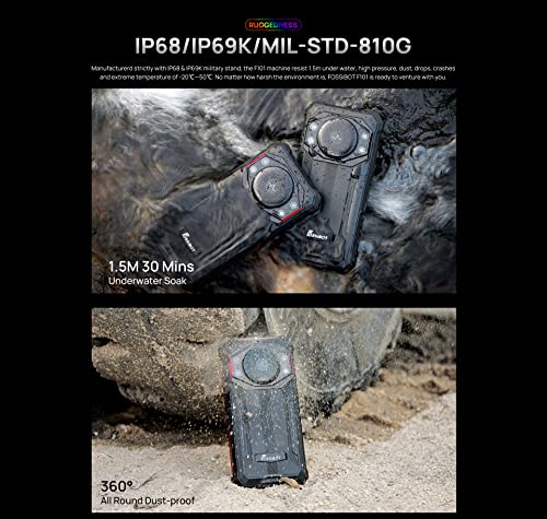 FOSSIBOT 10600mAh Battery Rugged Smartphone F101, 3.5W Max Loud Speaker, 24MP Triple Camera, IP68 Waterproof Mobile Phone, Octa Core 4GB 64GB, Android 12, 5.45'' HD+, Dual SIM, Fingerprint, GPS Red