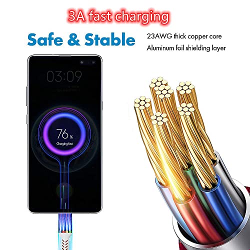 USB C Cable,[3-PACK 2M] Type C Cable Fast Charging Cable Nylon Lead Braided Charger Cable for Samsung Galaxy S10 S9 S8 S20 Fe Plus A21s A40 A41 A50 A51 A70 A71 A20e A3 A5,Huawei P30 P20,Sony Xperia