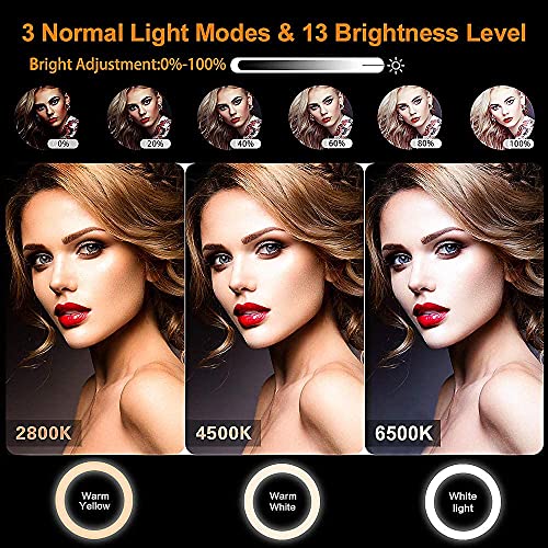 12.6'' Selfie Ring Light with Tripod Stand & Phone Holder Tall 188cm/74'', GerTong LED Circle Ringlight with Remote for Makeup YouTube Tiktok, Floor/Desk USB Halo Lamp with 40 RGB Mode 13 Brightness