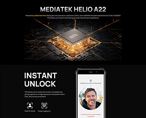 FOSSIBOT 10600mAh Battery Rugged Smartphone F101, 3.5W Max Loud Speaker, 24MP Triple Camera, IP68 Waterproof Mobile Phone, Octa Core 4GB 64GB, Android 12, 5.45'' HD+, Dual SIM, Fingerprint, GPS Red