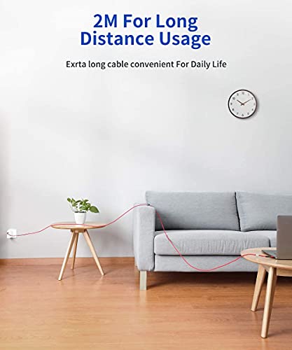 USB C Cable,[3-PACK 2M] Type C Cable Fast Charging Cable Nylon Lead Braided Charger Cable for Samsung Galaxy S10 S9 S8 S20 Fe Plus A21s A40 A41 A50 A51 A70 A71 A20e A3 A5,Huawei P30 P20,Sony Xperia