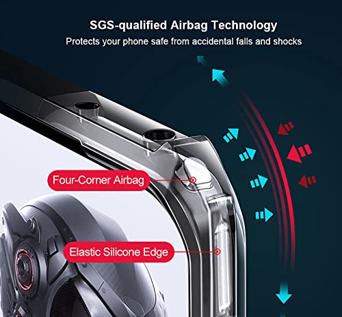 GIOPUEY Case Compatible with Red Magic 8 Pro/8 Pro+, Hard PC + Soft TPU Cover, High Transparency, Clear Phone Case, Airbag Anti-Drop, No Yellowing - black