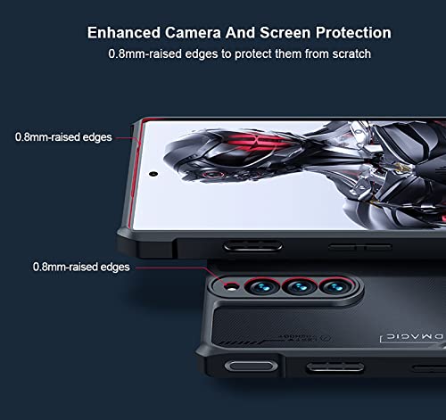 GIOPUEY Case Compatible with Red Magic 8 Pro/8 Pro+, Hard PC + Soft TPU Cover, High Transparency, Clear Phone Case, Airbag Anti-Drop, No Yellowing - black