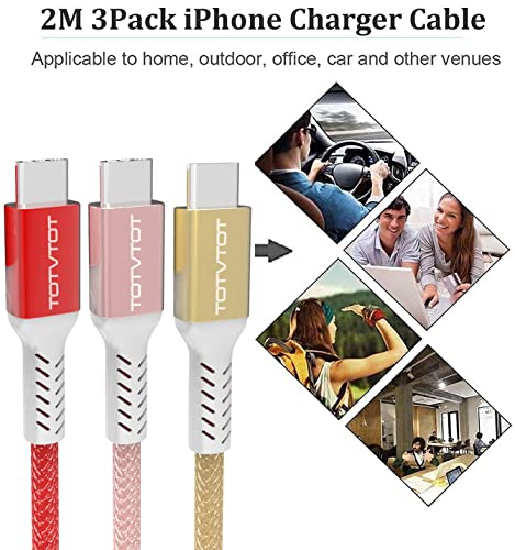 USB C Cable,[3-PACK 2M] Type C Cable Fast Charging Cable Nylon Lead Braided Charger Cable for Samsung Galaxy S10 S9 S8 S20 Fe Plus A21s A40 A41 A50 A51 A70 A71 A20e A3 A5,Huawei P30 P20,Sony Xperia
