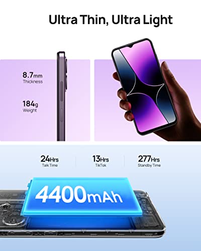 Ulefone Mobile Phones, Note 16 Pro Android 13 Smartphone, 16GB RAM 128GB ROM SD256GB, Octa-Core, 50MP Camera, 6.52" 60Hz Screen, 4400mAh, 4G Dual SIM Unlocked, Face Fingerprint ID, Meteorite Black