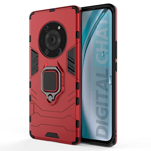 DOINK Ultra Armor Case for HONOR Magic4 Pro, TPU+PC Shockproof Cover with Ring Kickstand - Red