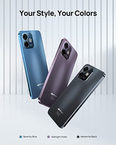 Ulefone Mobile Phones, Note 16 Pro Android 13 Smartphone, 16GB RAM 128GB ROM SD256GB, Octa-Core, 50MP Camera, 6.52" 60Hz Screen, 4400mAh, 4G Dual SIM Unlocked, Face Fingerprint ID, Meteorite Black