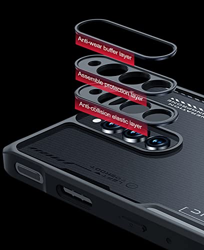 GIOPUEY Case Compatible with Red Magic 8 Pro/8 Pro+, Hard PC + Soft TPU Cover, High Transparency, Clear Phone Case, Airbag Anti-Drop, No Yellowing - black