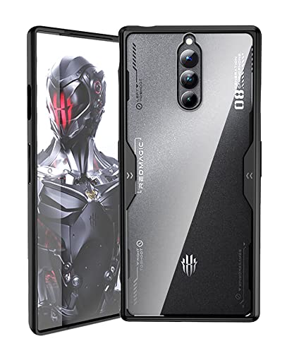 GIOPUEY Case for Nubia Red Magic 8 Pro/Pro+, Transparent Hard PC + Soft Silicone TPU Assembled Cover, With Resilient Shock Absorption, Non-Slip Slim Phone Case for Nubia Red Magic 8 Pro/Pro+ (Black)