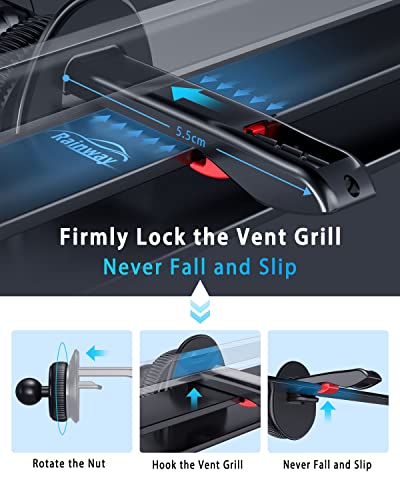 Phone Holder for Cars, Strong Suction Car Phone Holder for Dashboard/Windscreen/Air Vent, Rainway Universal Mobile Phone Holder for Car, 360° Rotation Car Phone Mount for iPhone Samsung Oneplus etc.