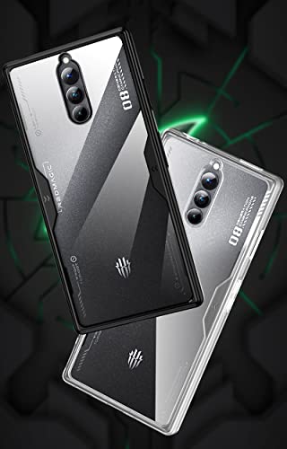 GIOPUEY Case for Nubia Red Magic 8 Pro/Pro+, Transparent Hard PC + Soft Silicone TPU Assembled Cover, With Resilient Shock Absorption, Non-Slip Slim Phone Case for Nubia Red Magic 8 Pro/Pro+ (Black)