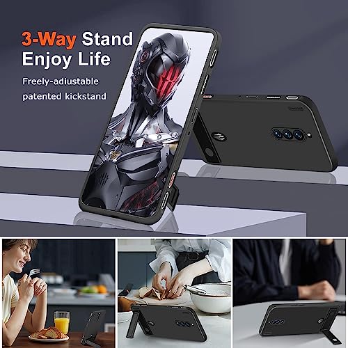Case for Red Magic 8 Pro / 8 Pro+ Plus Phone Case with Glass Screen Protector, [3 Stand Ways] Metal Kickstand/Stand Silicone TPU Shockproof Protective Case for ZTE Nubia Red Magic 8 Pro - Black