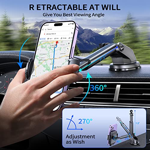 Phone Holder for Cars, Strong Suction Car Phone Holder for Dashboard/Windscreen/Air Vent, Rainway Universal Mobile Phone Holder for Car, 360° Rotation Car Phone Mount for iPhone Samsung Oneplus etc.