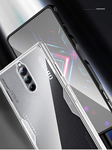 GIOPUEY Case for Nubia Red Magic 8 Pro/Pro+, Transparent Hard PC + Soft Silicone TPU Assembled Cover, With Resilient Shock Absorption, Non-Slip Slim Phone Case for Nubia Red Magic 8 Pro/Pro+ (Black)