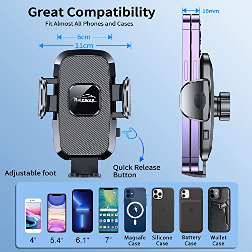 Phone Holder for Cars, Strong Suction Car Phone Holder for Dashboard/Windscreen/Air Vent, Rainway Universal Mobile Phone Holder for Car, 360° Rotation Car Phone Mount for iPhone Samsung Oneplus etc.