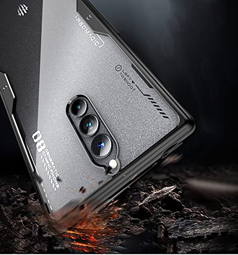 GIOPUEY Case for Nubia Red Magic 8 Pro/Pro+, Transparent Hard PC + Soft Silicone TPU Assembled Cover, With Resilient Shock Absorption, Non-Slip Slim Phone Case for Nubia Red Magic 8 Pro/Pro+ (Black)