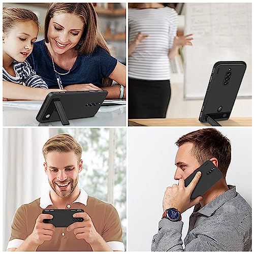 Case for Red Magic 8 Pro / 8 Pro+ Plus Phone Case with Glass Screen Protector, [3 Stand Ways] Metal Kickstand/Stand Silicone TPU Shockproof Protective Case for ZTE Nubia Red Magic 8 Pro - Black