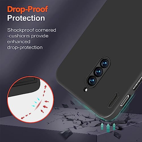 Case for Red Magic 8 Pro / 8 Pro+ Plus Phone Case with Glass Screen Protector, [3 Stand Ways] Metal Kickstand/Stand Silicone TPU Shockproof Protective Case for ZTE Nubia Red Magic 8 Pro - Black