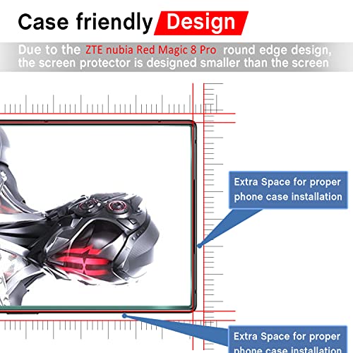 AOKUMA Tempered Glass for Red Magic 8 Pro Screen Protector, [2 Pack] Premium Quality Guard Film, Case Friendly, Shatterproof, Shockproof, Scratchproof oilproof