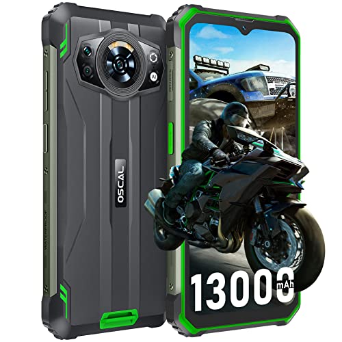 OSCAL S80 Rugged Smartphone 10GB RAM+128GB ROM/SD-1TB Android 12 Outdoor Mobile Phone 6.58'' FHD+ Screen Panoramic 12MP+8MP 13000mAh 33W Charger Dual SIM 4G+5G Wi-FI OTC/Compass/Touch&Face ID/GPS/NFC