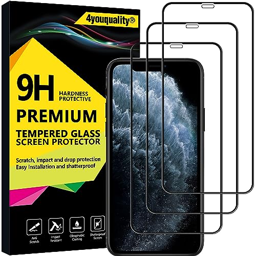 4youquality [3-Pack[Full Coverage] iPhone 11 Pro, iPhone XS and iPhone X Screen Protector, Tempered Glass Film [Full-Coverage][LifetimeWarranty] Screen Protector for iPhone X/XS and iPhone 11 Pro