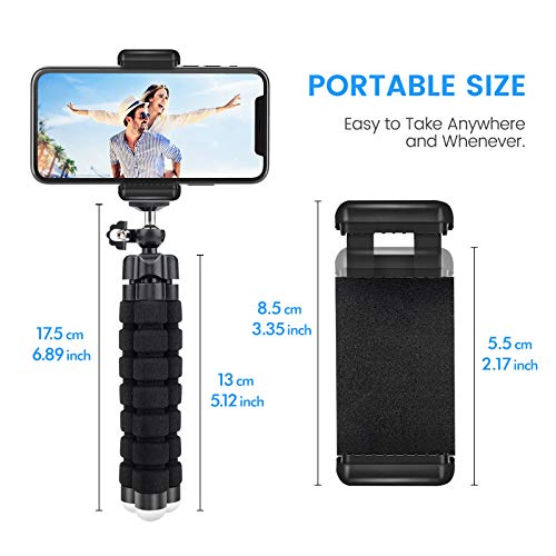 Lidasen Phone Tripod Holder, Flexible Mini Tripod for Phones with Bluetooth Control, Portable Travel Camera Mobile Phone Tripod Mount Compatible with iPhone, Android Phones, GoPro, 4-8" Smart Device