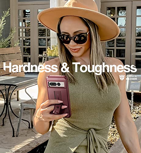 Dexnor for Google Pixel 7 Pro 5G Case, [Built in Screen Protector and Kickstand] Heavy Duty Military Grade Protection Shockproof Protective Cover for Samsung Google Pixel 7 Pro 5G - Magic Red