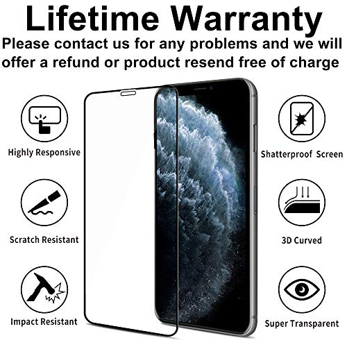 4youquality [3-Pack[Full Coverage] iPhone 11 Pro, iPhone XS and iPhone X Screen Protector, Tempered Glass Film [Full-Coverage][LifetimeWarranty] Screen Protector for iPhone X/XS and iPhone 11 Pro