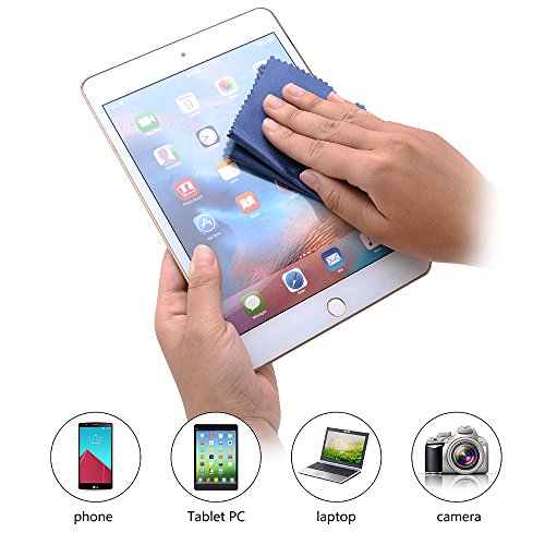 KING OF FLASH 2 x Blue Superfine Microfiber Cleaning Cloths For Mobile Phones, Glasses, Tablets, TV, Sunglasses, Screens, Camera Lens Cleaners (15cm)