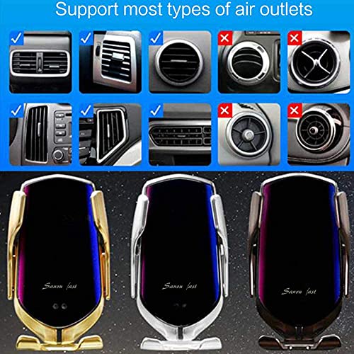 Wireless Car Charger, Smart Sensor 10W Fast Charging Auto-Clamp Air Vent Phone Holder Mount for Apple iPhone 13/12/11/8/8P/X/XS/XR, Samsung S20/S10/S9/Note8-10, HUAWEI Mate40/30/20, Xiaomi Mix 4/3/2S