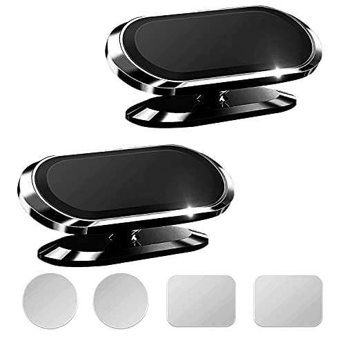 Qianyou 2 Packs Magnetic Car Phone Holder, 360° Rotation Magnets Cell Phone Mount, Universal Mobile Phone Holders for Cars Dashboard for iPhone 13 12 11 XS 8 Plus, for Samsung S20 S10, Black+Black