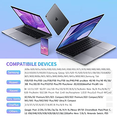 USB C Charger Cable 2M 2Pack Type C Charger Fast Charging 3A Lead Nylon Braided for Samsung Galaxy S21 S20 S10 S9 S8 A12 A20e A21s A40 A51 A70,Huawei P30 P20 P40,Google Pixel,Xiaomi,Sony Xperia,Switch