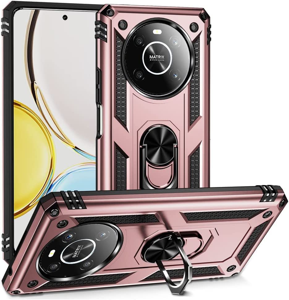 PIXFAB For Honor Magic 4 Lite 4G / 5G Case, Shockproof Case, Protective Ring Armour Phone Cover with [Kickstand], Dual Layer Shock Absorption, Phone Case For Honor Magic 4 Lite - Rose Gold