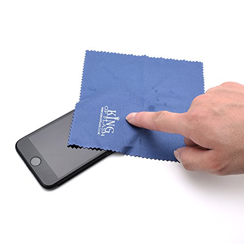 KING OF FLASH 2 x Blue Superfine Microfiber Cleaning Cloths For Mobile Phones, Glasses, Tablets, TV, Sunglasses, Screens, Camera Lens Cleaners (15cm)