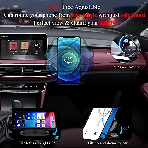 Qianyou 2 Packs Magnetic Car Phone Holder, 360° Rotation Magnets Cell Phone Mount, Universal Mobile Phone Holders for Cars Dashboard for iPhone 13 12 11 XS 8 Plus, for Samsung S20 S10, Black+Black