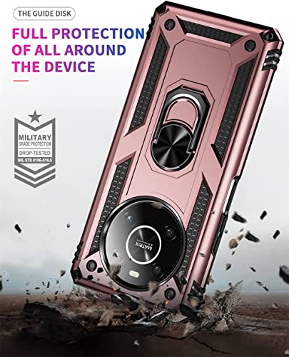 PIXFAB For Honor Magic 4 Lite 4G / 5G Case, Shockproof Case, Protective Ring Armour Phone Cover with [Kickstand], Dual Layer Shock Absorption, Phone Case For Honor Magic 4 Lite - Rose Gold