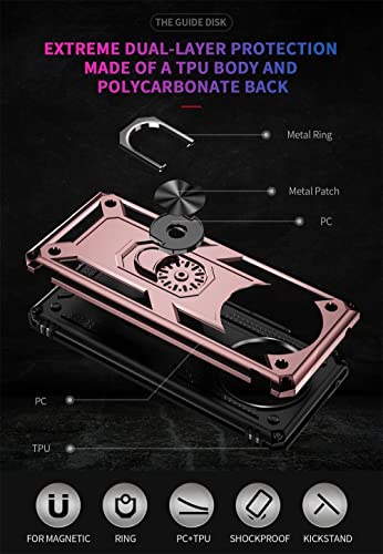 PIXFAB For Honor Magic 4 Lite 4G / 5G Case, Shockproof Case, Protective Ring Armour Phone Cover with [Kickstand], Dual Layer Shock Absorption, Phone Case For Honor Magic 4 Lite - Rose Gold