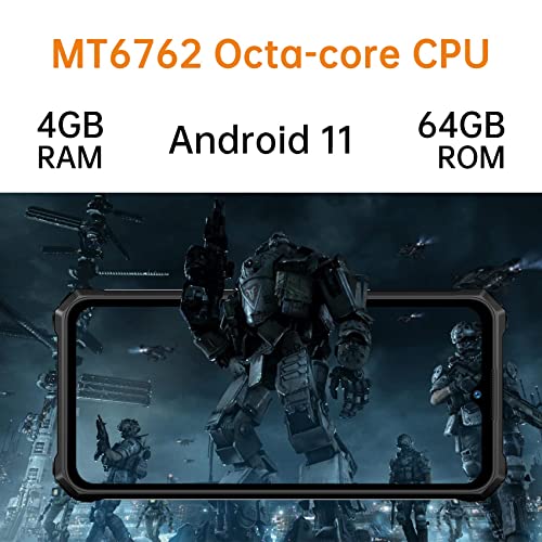 15600mAh Rugged Smartphone, OUKITEL WP15S (2022) Rugged Phones Android 11, 6.52 inch IP68 Waterproof Unlocked Mobile Phones 4G Dual SIM, 20MP + 8MP Camera, 4GB + 64GB / 2TB Extension, NFC, GPS, Black